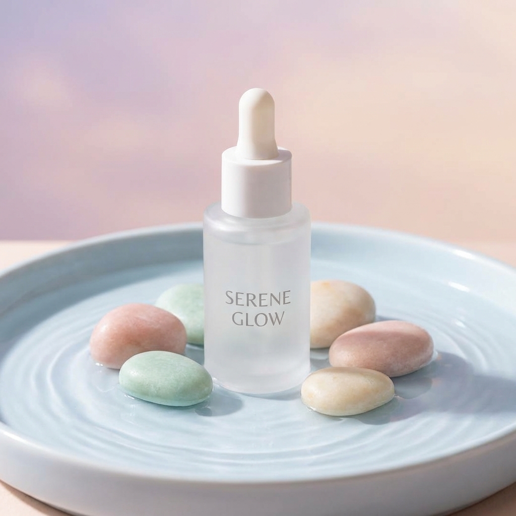 AI generated skincare serum bottle in a relaxing spa theme setting